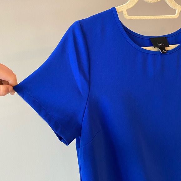 Royal Blue Short Sleeve Side Zipper Dress - Picture 3 of 5